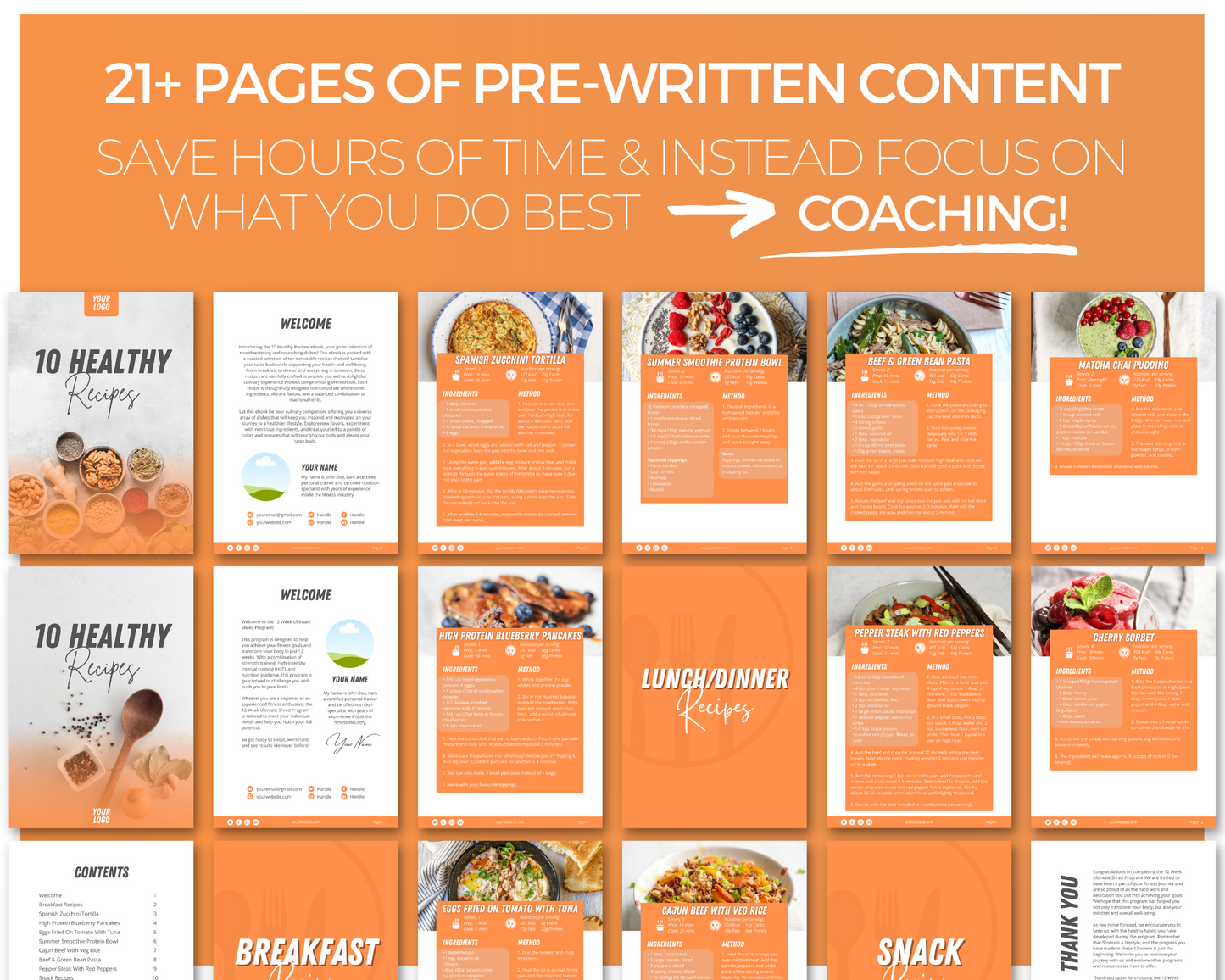 10 Healthy Recipes Ebook: Fully Editable Template ($5 Taster Template)
