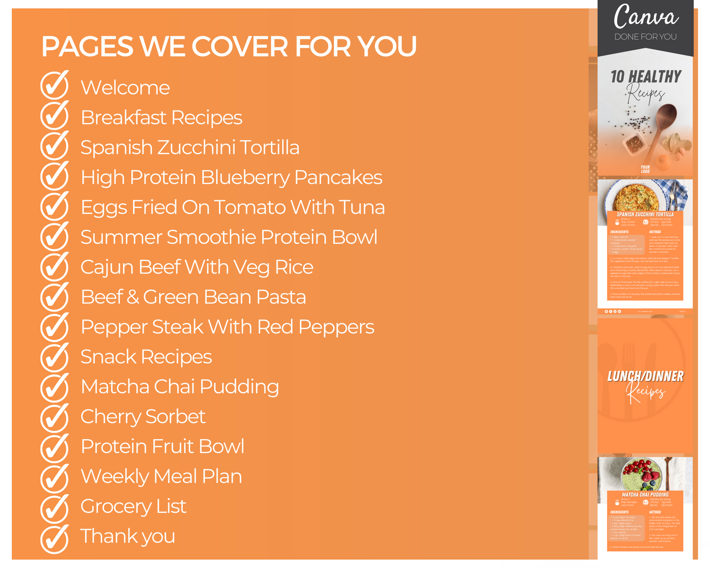 10 Healthy Recipes Ebook: Fully Editable Template ($5 Taster Template)