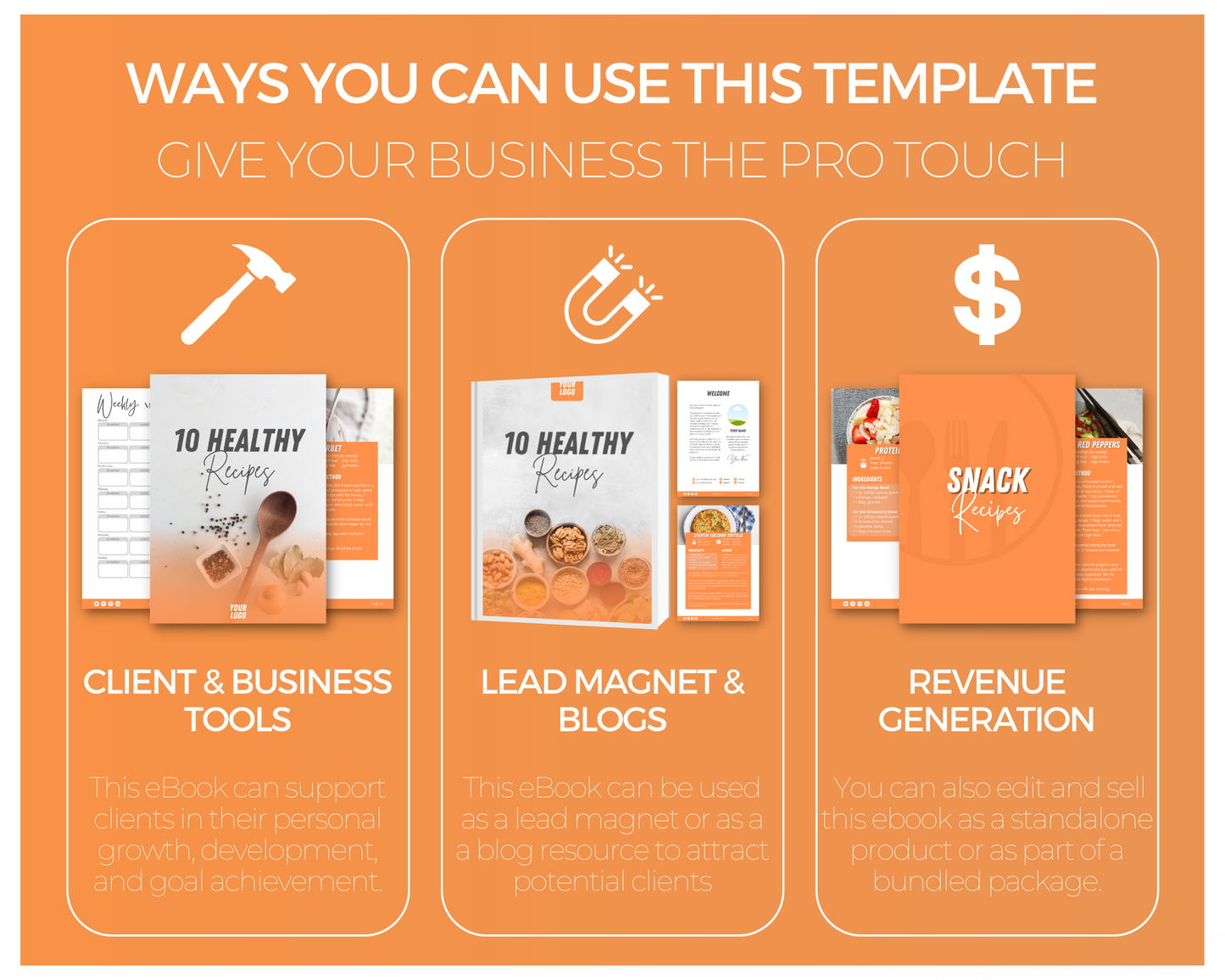 10 Healthy Recipes Ebook: Fully Editable Template ($5 Taster Template)