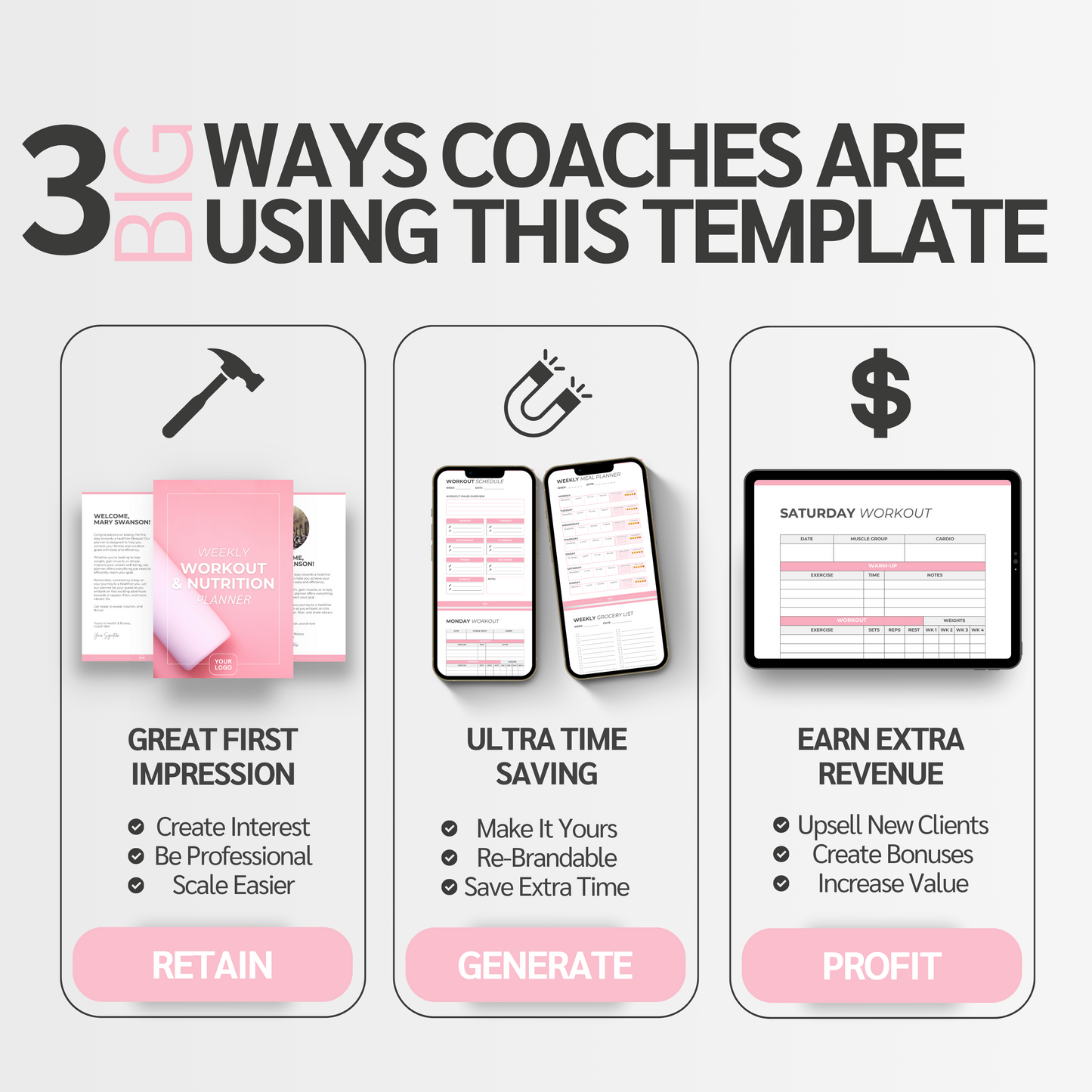 Weekly Workout & Nutrition Planner: Fully Editable Template