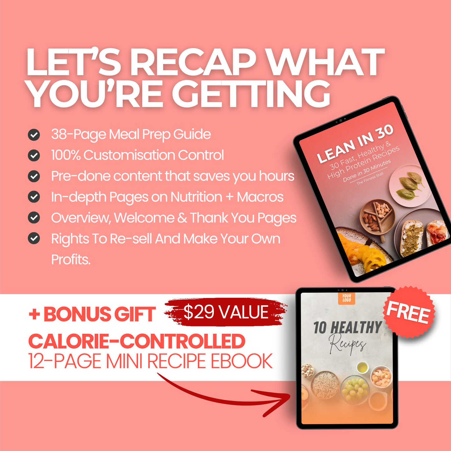 30 Fast, Healthy & High Protein Recipes: Fully Editable Template