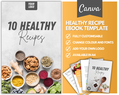 10 Healthy Recipes Ebook: Fully Editable Template ($5 Taster Template)