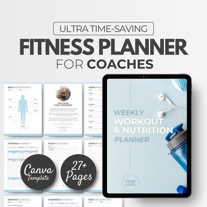 Weekly Workout & Nutrition Planner: Fully Editable Template