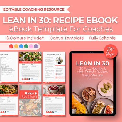 30 Fast, Healthy & High Protein Recipes: Fully Editable Template
