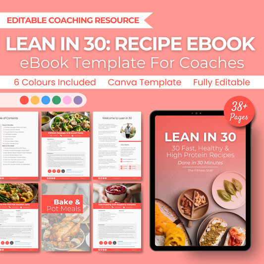 30 Fast, Healthy & High Protein Recipes: Fully Editable Template