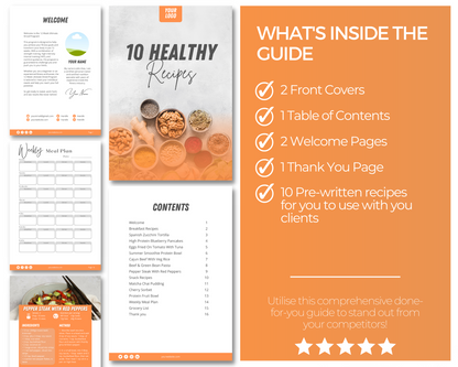 10 Healthy Recipes Ebook: Fully Editable Template ($5 Taster Template)