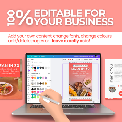 30 Fast, Healthy & High Protein Recipes: Fully Editable Template