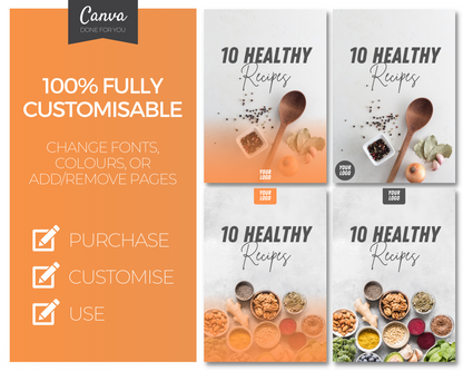 10 Healthy Recipes Ebook: Fully Editable Template ($5 Taster Template)