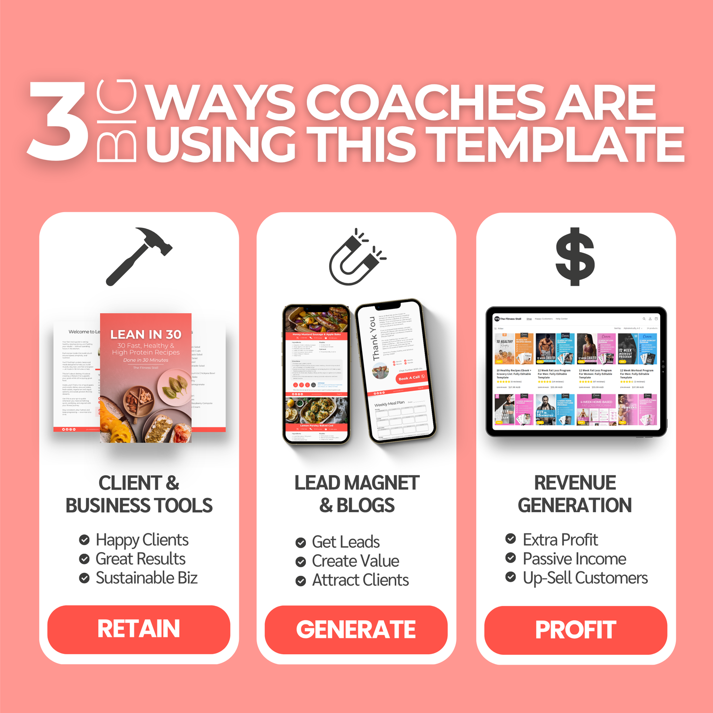 30 Fast, Healthy & High Protein Recipes: Fully Editable Template