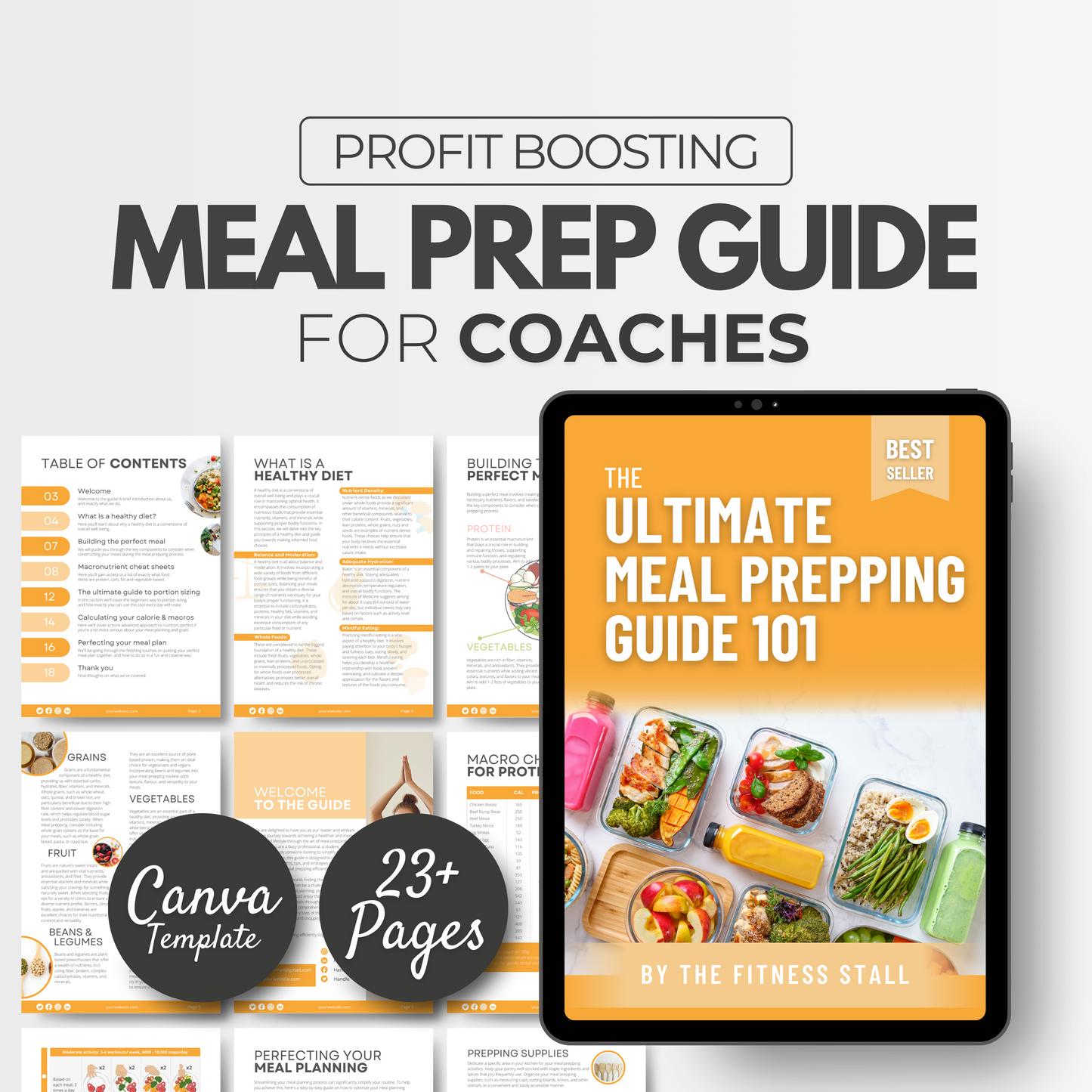 The Ultimate Meal Prepping Guide 101: Fully Editable Template