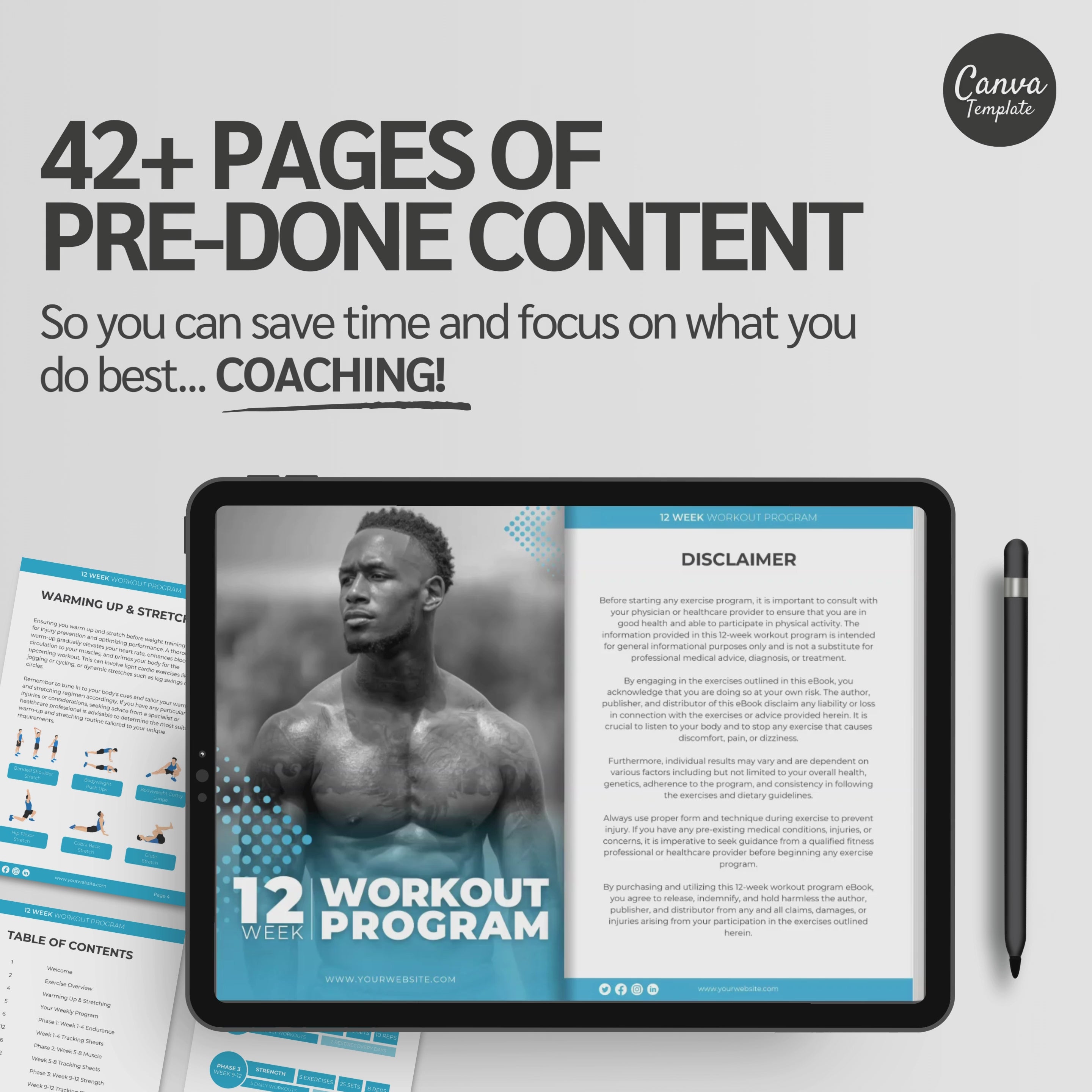 12 Week Workout Program For Men Fully Editable Template